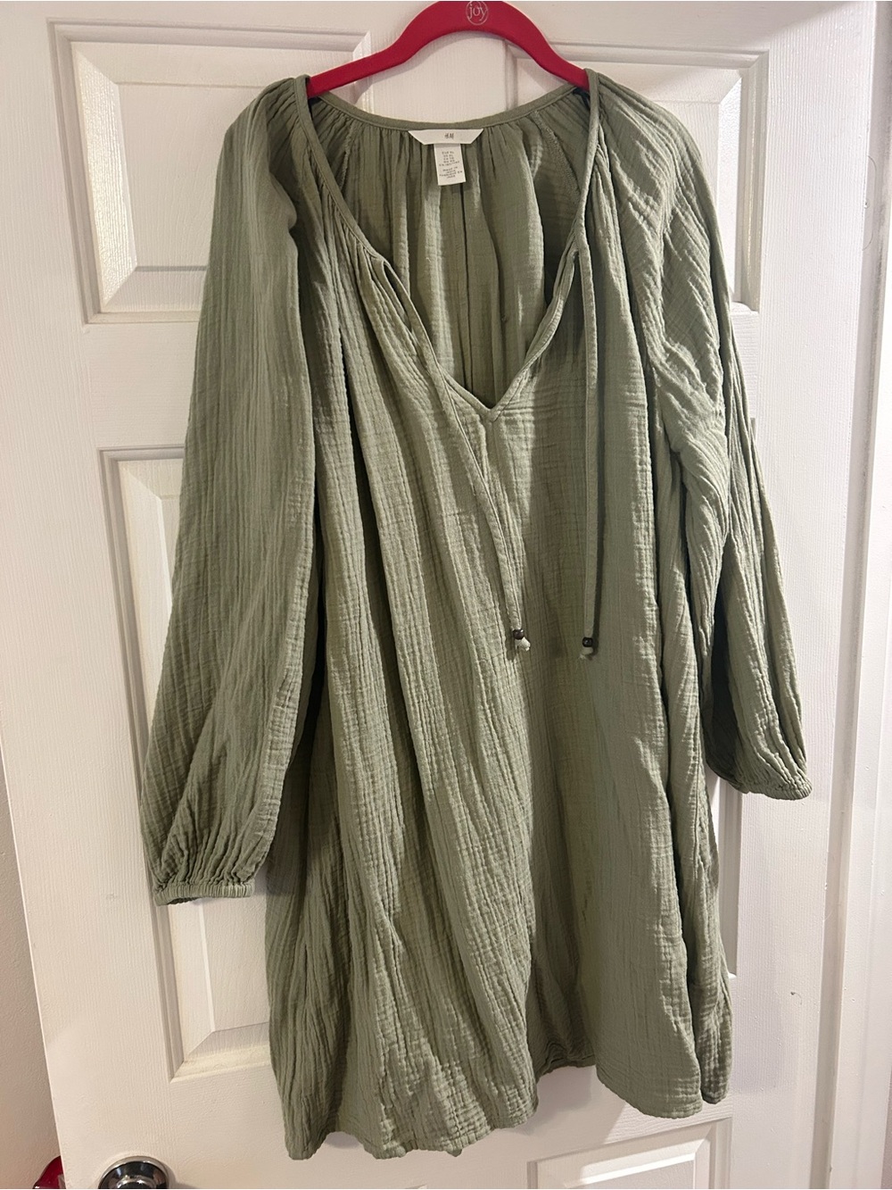H&M Sage Green Gauze Peasant Dress